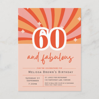 60 und fabelhafte Retro 50. Geburtstag Einladung Postkarte