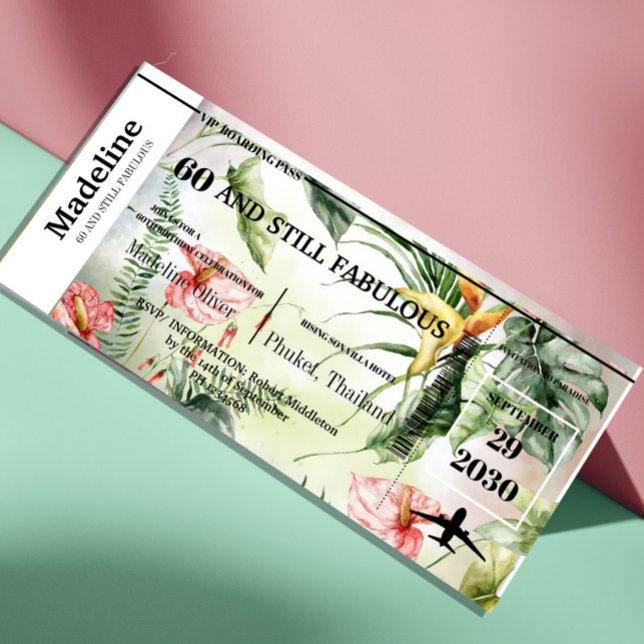 60 und fabelhafter Tropischer Boarding Pass Geburt (Von Creator hochgeladen)
