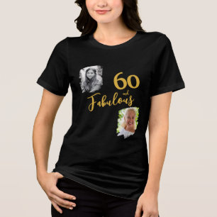 60 und Fabulous 2 Foto 60. Geburtstag Tri-Blend Shirt
