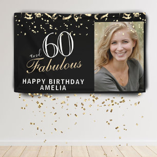 60 und Fabulous Confetti Black 60. Geburtstag Foto Banner