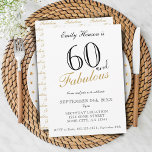 60 und Fabulous Elegant Script Geburtstag Einladung<br><div class="desc">60 und fabelhafte elegante Script Geburtstagseinladung. Elegante Einladung zum Geburtstag. Das fabelhafte Muster ist auf der Rückseite. Passen Sie den Text auf der Einladung an. Ideal für die 60. Geburtstagsfeier einer Frau.</div>