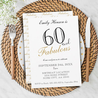 60 und Fabulous Elegant Script Geburtstag Einladung