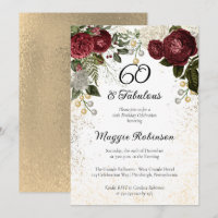 60 und Fabulous Glam Rose Floral Geburtstagsparty