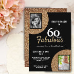 60 und fabulous Gold Glitzer 2 Foto 60. Geburtstag Einladung<br><div class="desc">60 und fabelhafte Gold Glitzer 2 Foto 60. Geburtstag Einladung. Moderne und elegante Schwarz und Imitat goldene Glitzer Geburtstagseinladung für sie. Fügen Sie Ihre Fotos hinzu - Sie können ein altes und ein neues Foto verwenden.</div>