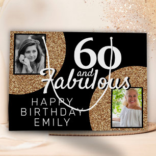60 und fabulous Gold Glitzer 2 Foto 60. Geburtstag Große Geschenktüte