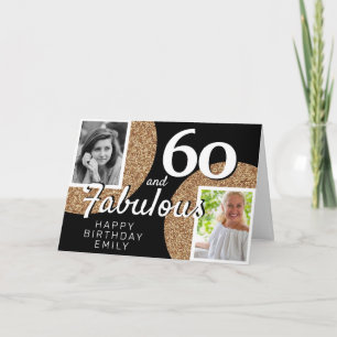 60 und fabulous Gold Glitzer 2 Foto 60. Geburtstag Karte