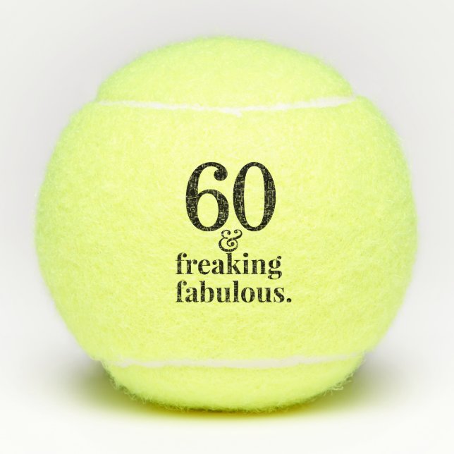 60 und fabulous Personalisiert Geburtstag Tennisbälle (Vorderseite)