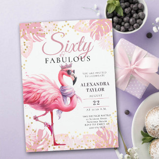 60 und Fabulous Pink Flamingo Funny 60. Geburtstag Einladung
