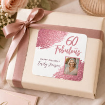60 und Fabulous Pink Glitzer Foto 60. Geburtstag