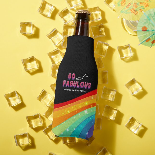 60 und Fabulous Rainbow Birthday Party Custom Flaschenkühler (In Situ Sommer)