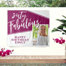 60 und Fabulous Script Magenta Foto 60. Geburtstag