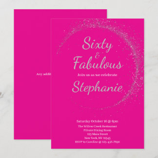 60 und Fantastisch | 60. Geburtstagsfeier Pink Sil Einladung