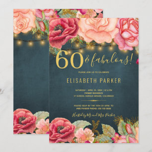 60 und fantastisch floral elegant 60. Geburtstagsf Einladung
