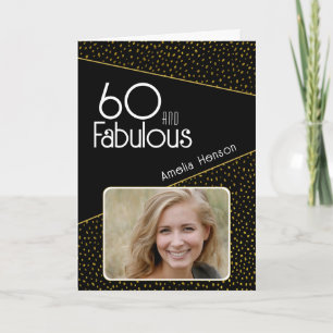 60 und Fantastisch Gold Glitter Foto 60. Geburtsta Karte