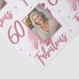 60 und Fantastisch Rosa Glitter-Foto 60. Geburtsta Seidenpapier
