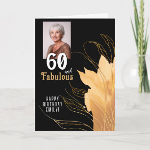60 und fantastisches goldenes Blattwerk 60. Geburt Karte