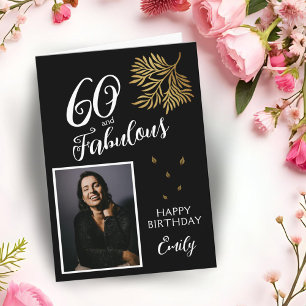 60 und fantastisches Laubwerk 60. Geburtstagsfoto Karte