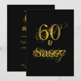 60 und Sassy 60. Geburtstagsparty Black and Gold Einladung