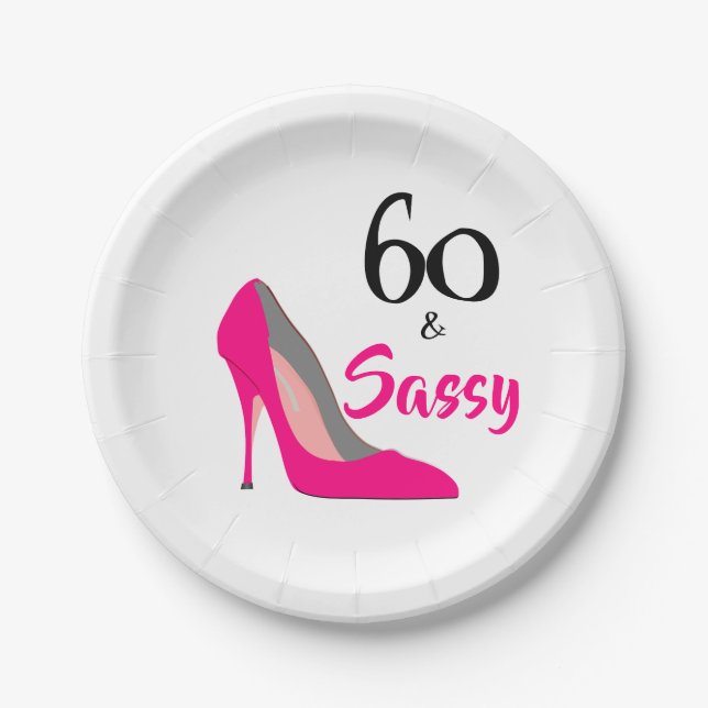 60 und Sassy 60. Geburtstagsparty Pappteller (Vorderseite)