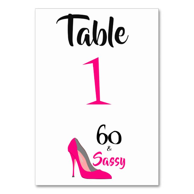 60 und Sassy 60. Geburtstagsparty Tischnummer (Vorderseite)