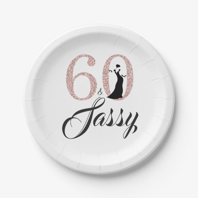 60 und Sassy Birthday Party Pappteller (Vorderseite)