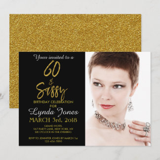 60 und Sassy Gold Foil Geburtstag Einladung