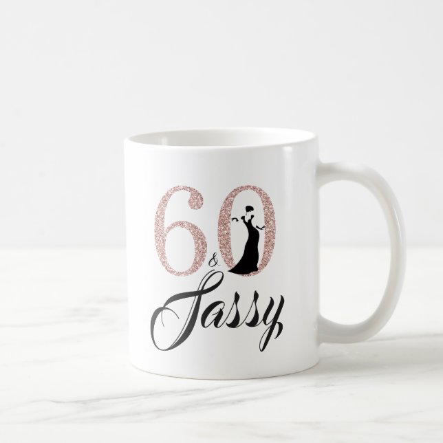 60 und Sassy Pink Glitzer 60. Geburtstag Kaffeetasse (Rechts)
