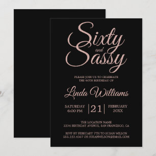 60 und Sassy Pink Glitzer 60. Geburtstagsparty Einladung