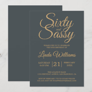 60 und Sassy Weg-Schwarzes Gold60. Einladung