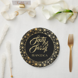 60. und schlichtes elegantes Black Gold 60. Party Pappteller