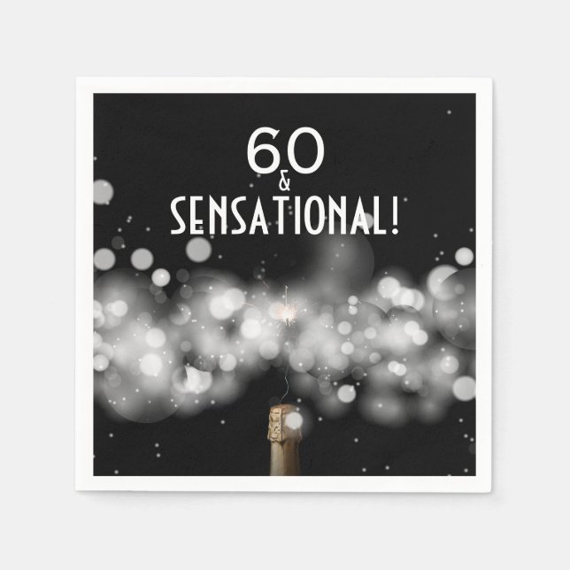 60 und Sensational Champagne Party Napkins Serviette (Vorderseite)