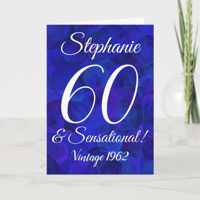 60 und Sensational Elegant Royal Blue Karte (Vorderseite)