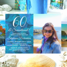 60 und Sensational Ocean Blue Foto Geburtstag