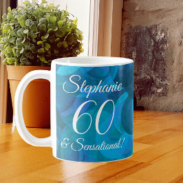 60 und sensationelle Elegant Ocean Blue Birthday Kaffeetasse