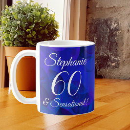 60 und sensationelles Elegant Royal Blue Birthday Kaffeetasse