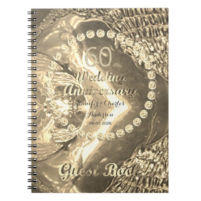 60. Wedding Anniversary Guest Book Chic Diamonds Notizblock (Vorderseite)