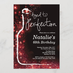 60. Wein Geburtstag Alt zu Perfection Roter Glitze Einladung
