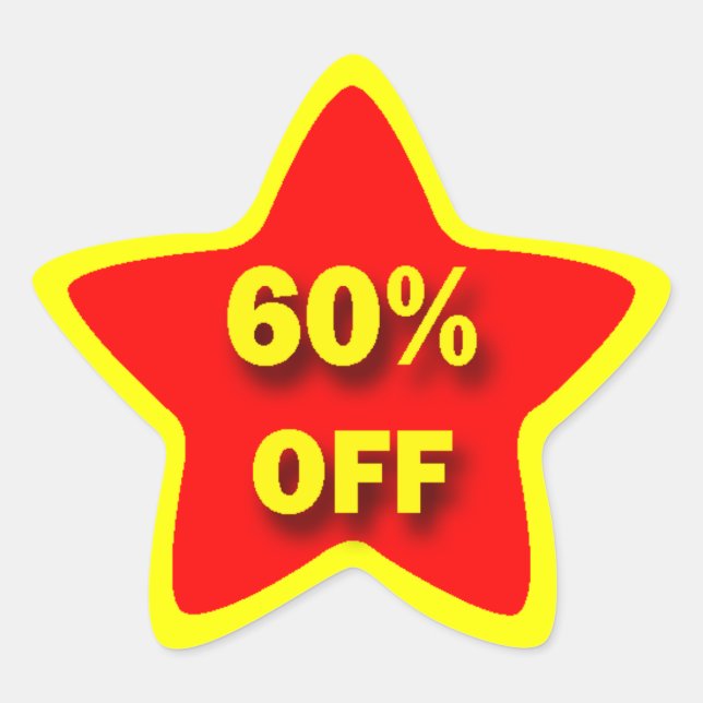 60 % weniger Star-Sticker Stern-Aufkleber (Vorderseite)