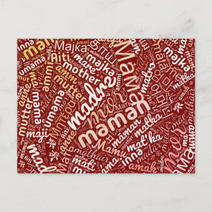 60 Wörter für "Mutter" in verschiedenen Sprachen Feiertagspostkarte