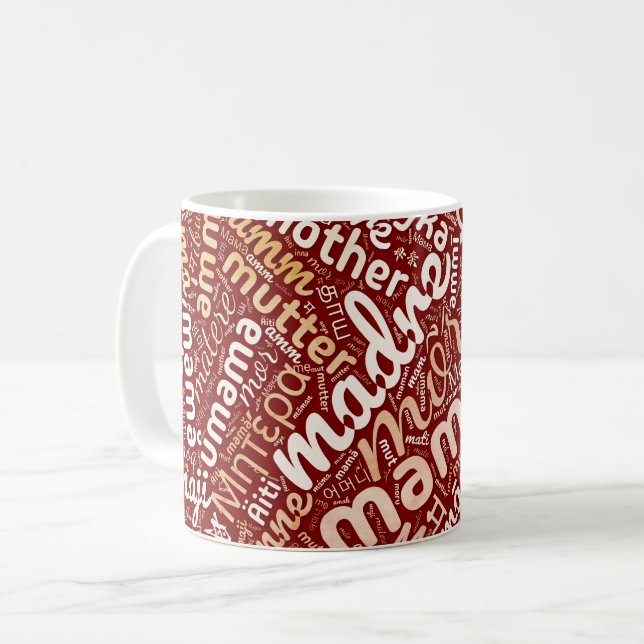 60 Wörter für "Mutter" in verschiedenen Sprachen Kaffeetasse (Vorderseite Links)