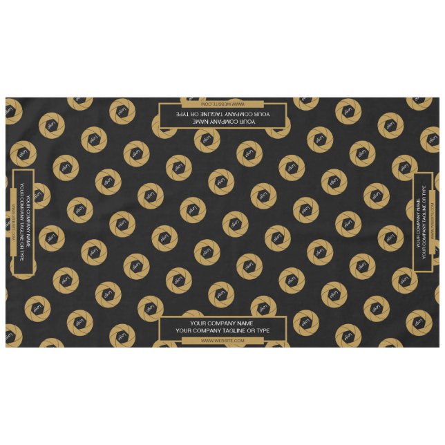 60"x104"-Tischtennislogos Gold Schwarz Tischdecke (Vorderseite (Horizontal))