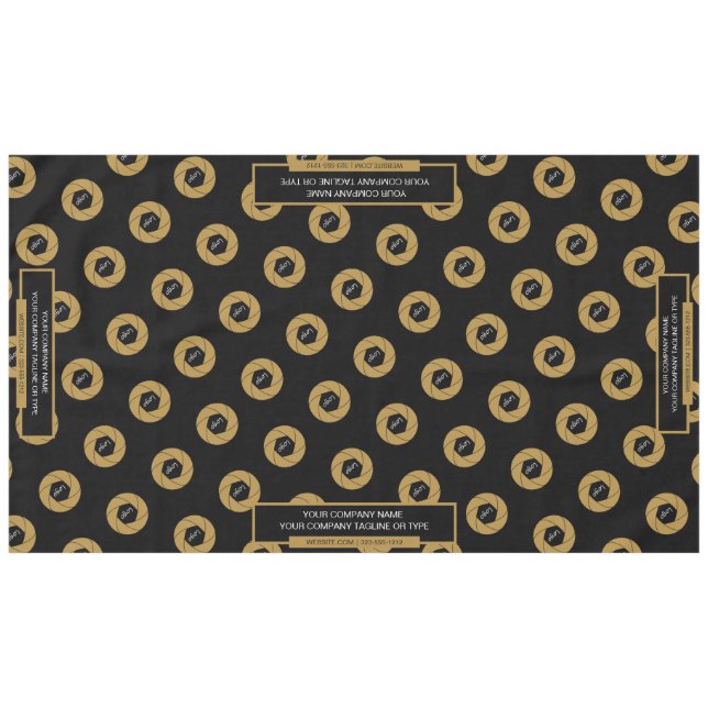 60"x104"-Tischtennislogos Gold Schwarz Tischdecke (Vorderseite (Horizontal))
