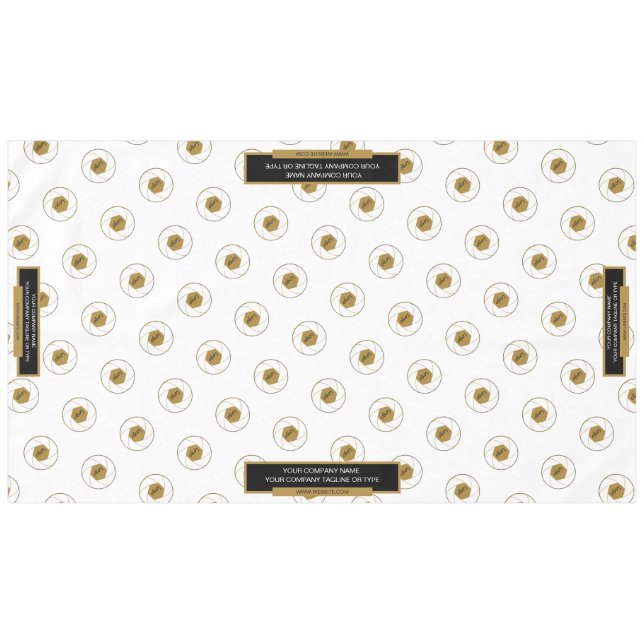 60"X104" Tischtennislogos Gold Weiß Tischdecke (Vorderseite (Horizontal))