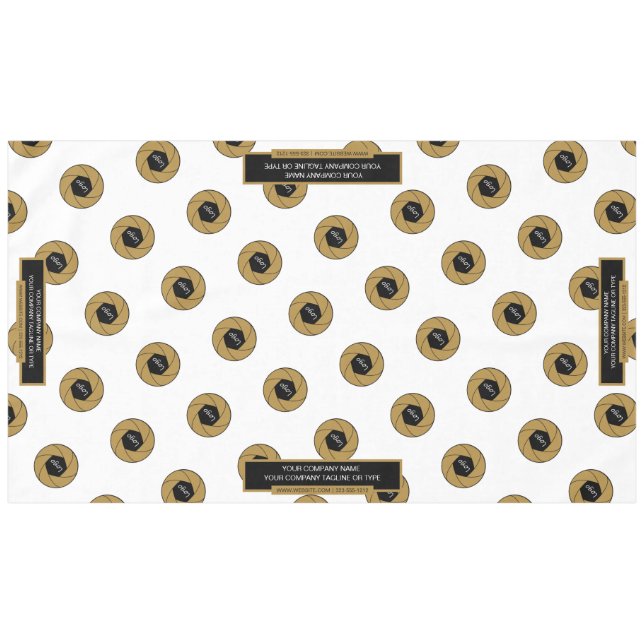 60"X104" Tischtennislogos Gold Weiß Tischdecke (Vorderseite (Horizontal))