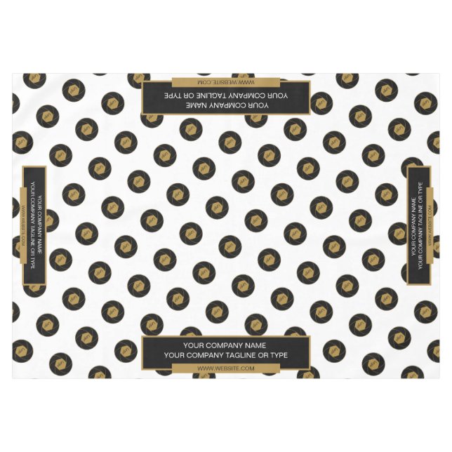 60"X84" Tischtennisloth-Logo Gold Weiß Tischdecke (Vorderseite (Horizontal))