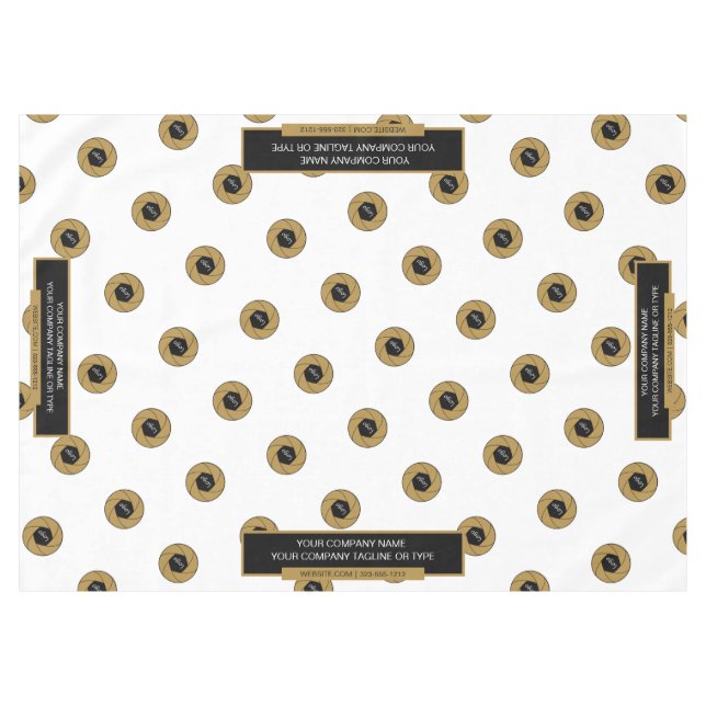 60"X84" Tischtennisloth-Logo Gold Weiß Tischdecke (Vorderseite (Horizontal))