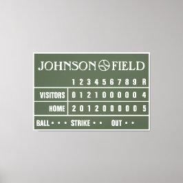 60" x 40" Baseball Scoreboard ummantelte Canvas Leinwanddruck