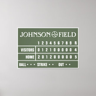 60" x 40" Baseball Scoreboard ummantelte Canvas Leinwanddruck