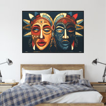 60" x 40" Twin Avatar Illustration Leinwand Mauer 