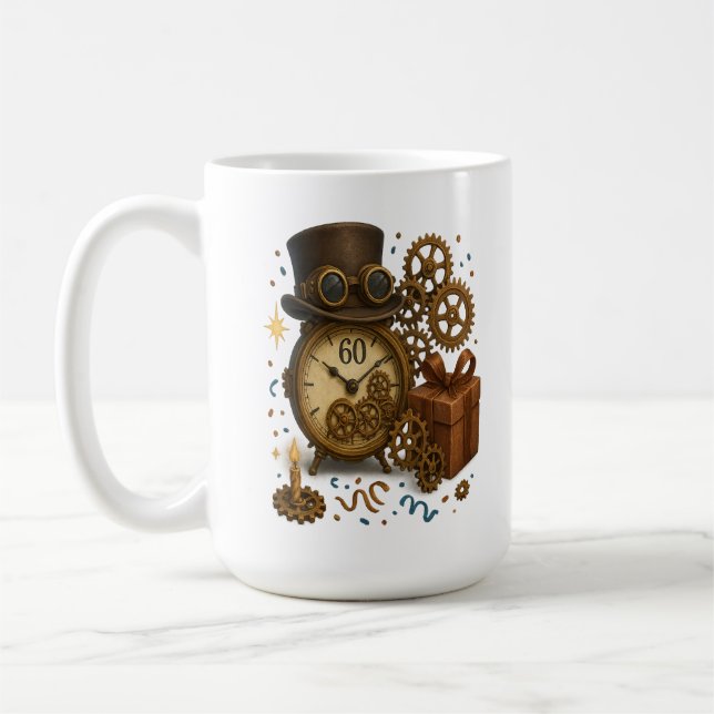60 & zeitlos - Steampunk-Feier Kaffeetasse (Links)